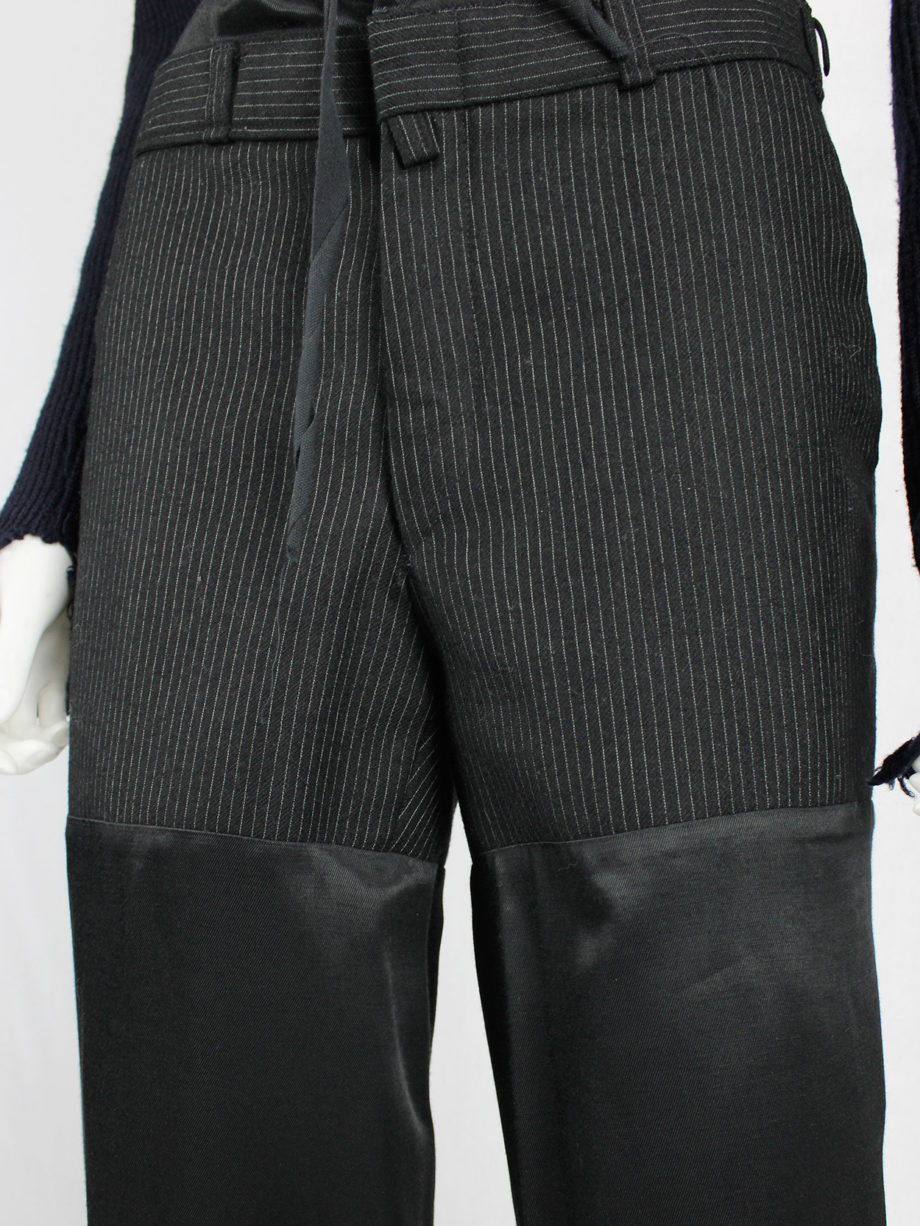 vaniitas Maison Martin Margiela artisanal pinstripe trousers with satin legs fall 2002 8465