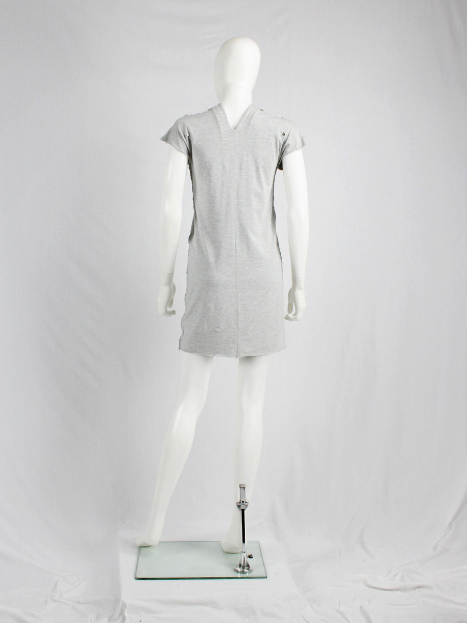 vaniitas Maison Martin Margiela grey dress with snaps on the shoulders spring 1999 5328