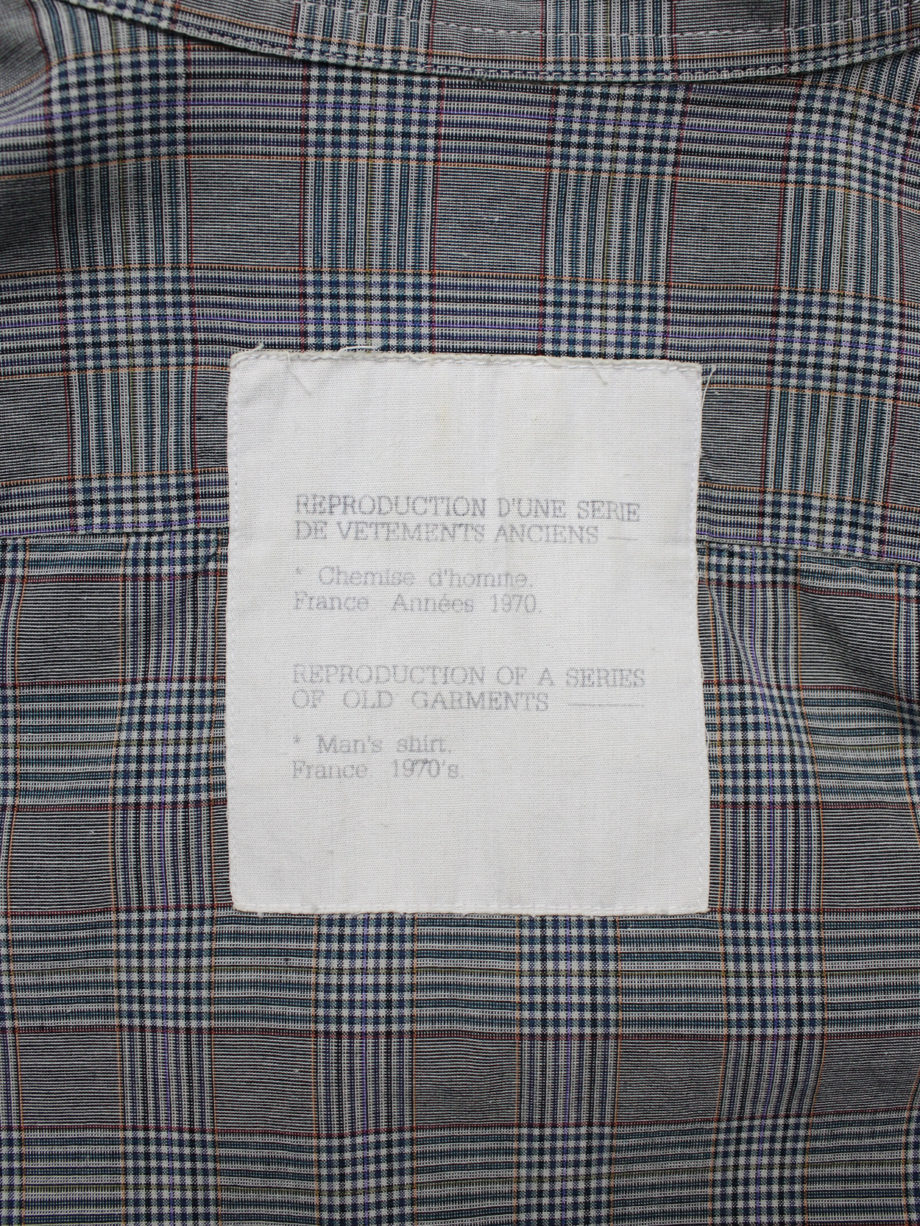 vaniitas Maison Martin Margiela grey tartan shirt reproduction of a mans shirt fall 1995 5602
