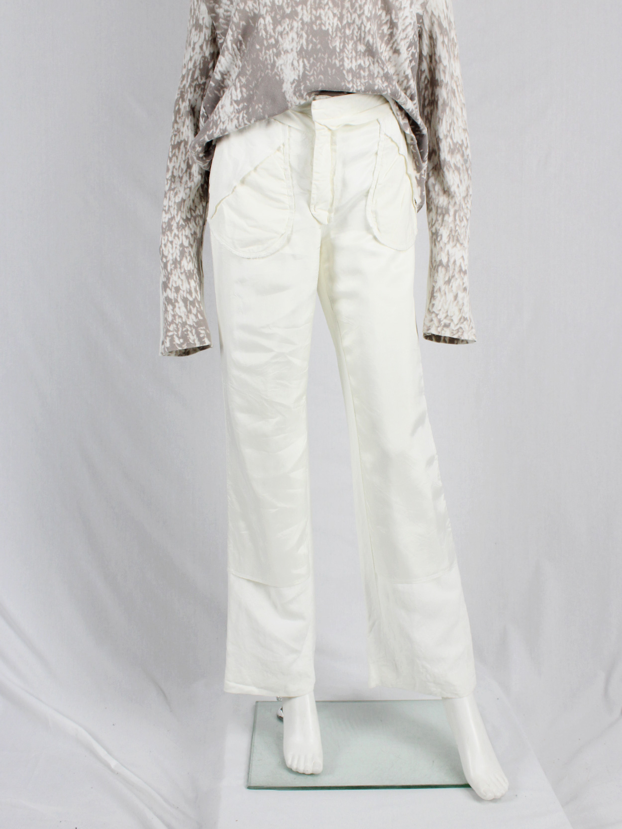 vaniitas Maison Martin Margiela white inside-out trousers with exterior lining spring 2003 0703