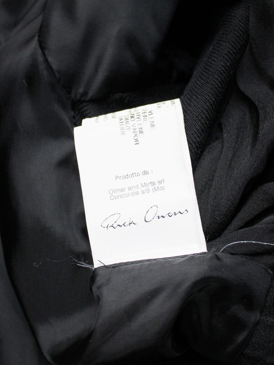 vaniitas Rick Owens black cropped jacket with tie-front and gathered neckline 1760