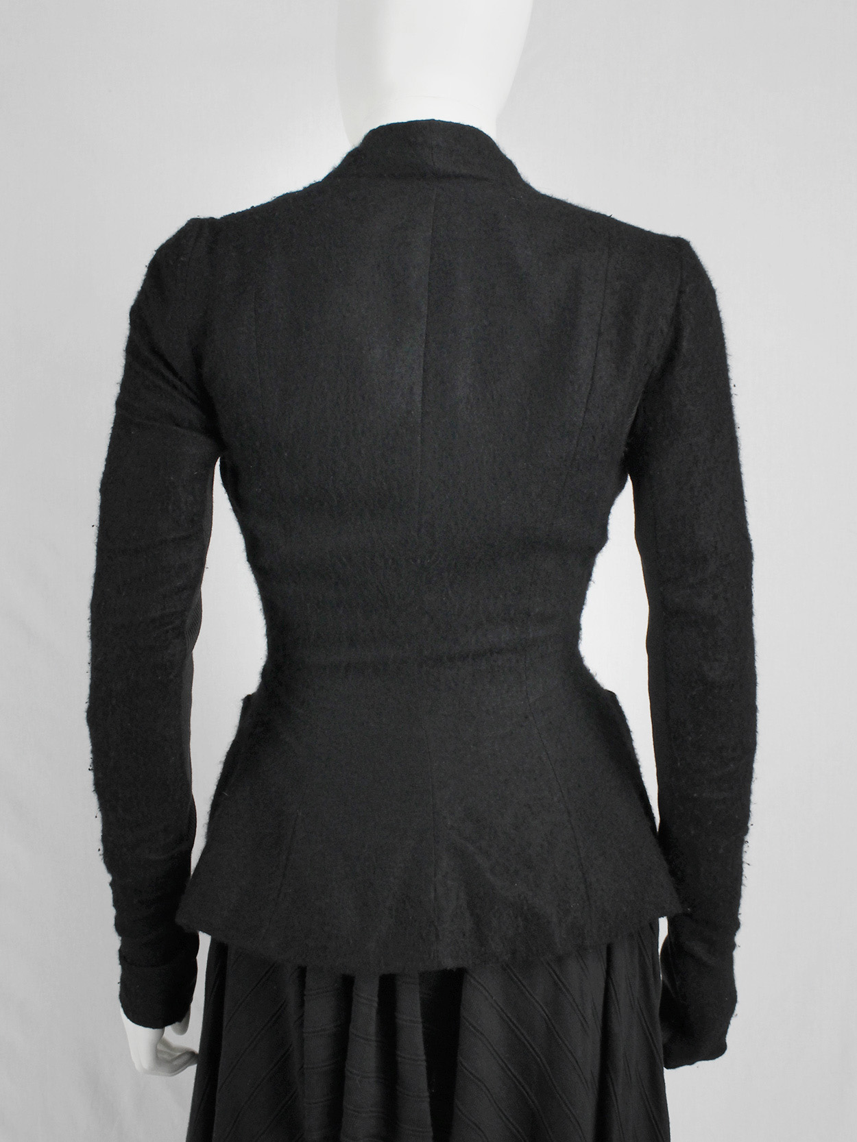 vaniitas Rick Owens black minimalist blazer with tailored wider hips 0025