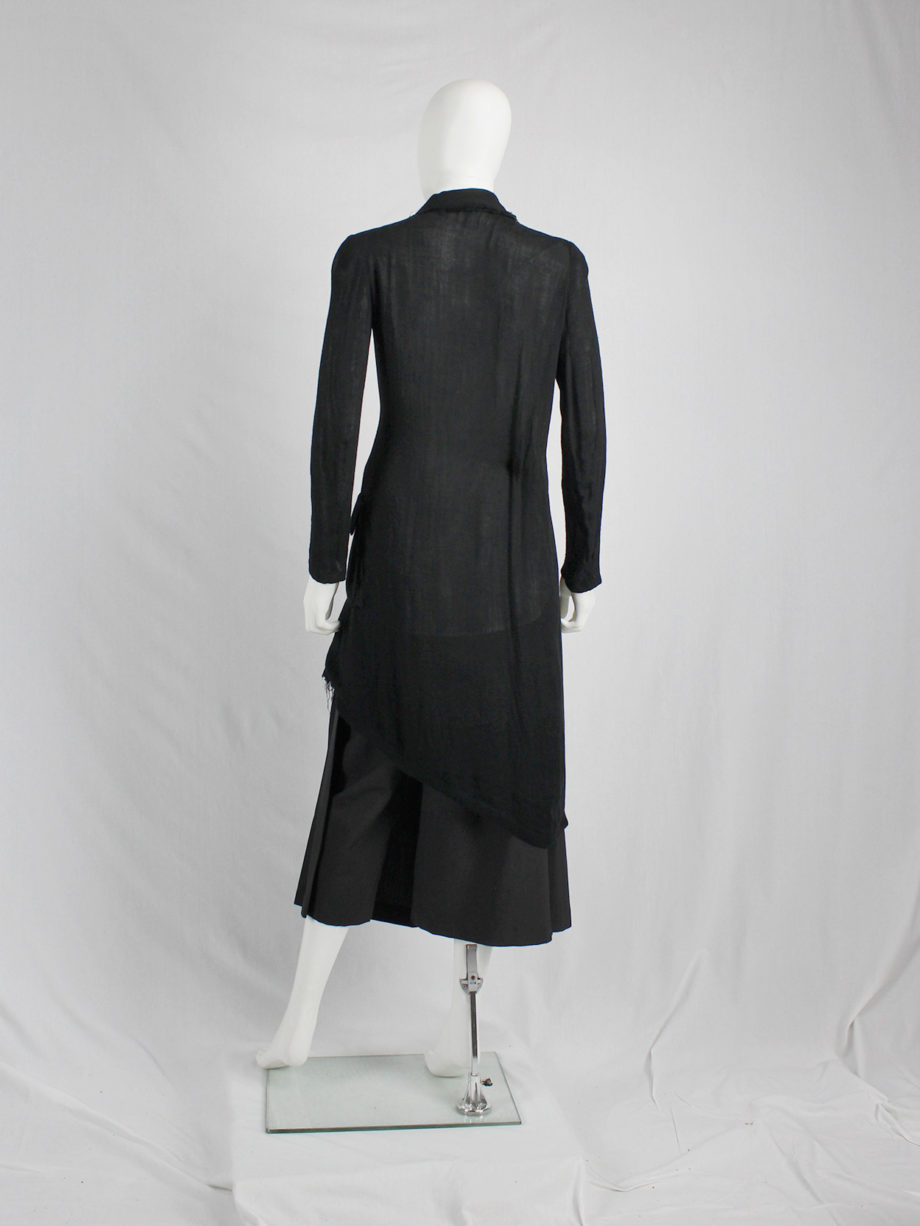 vaniitas Yohji Yamamoto long black asymmetric blazer with frayed finish 0594