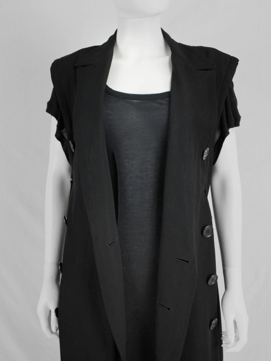 vaniitas Ys Yohji Yamamoto black maxi dress with blazer lapels and double breasted buttons 3330