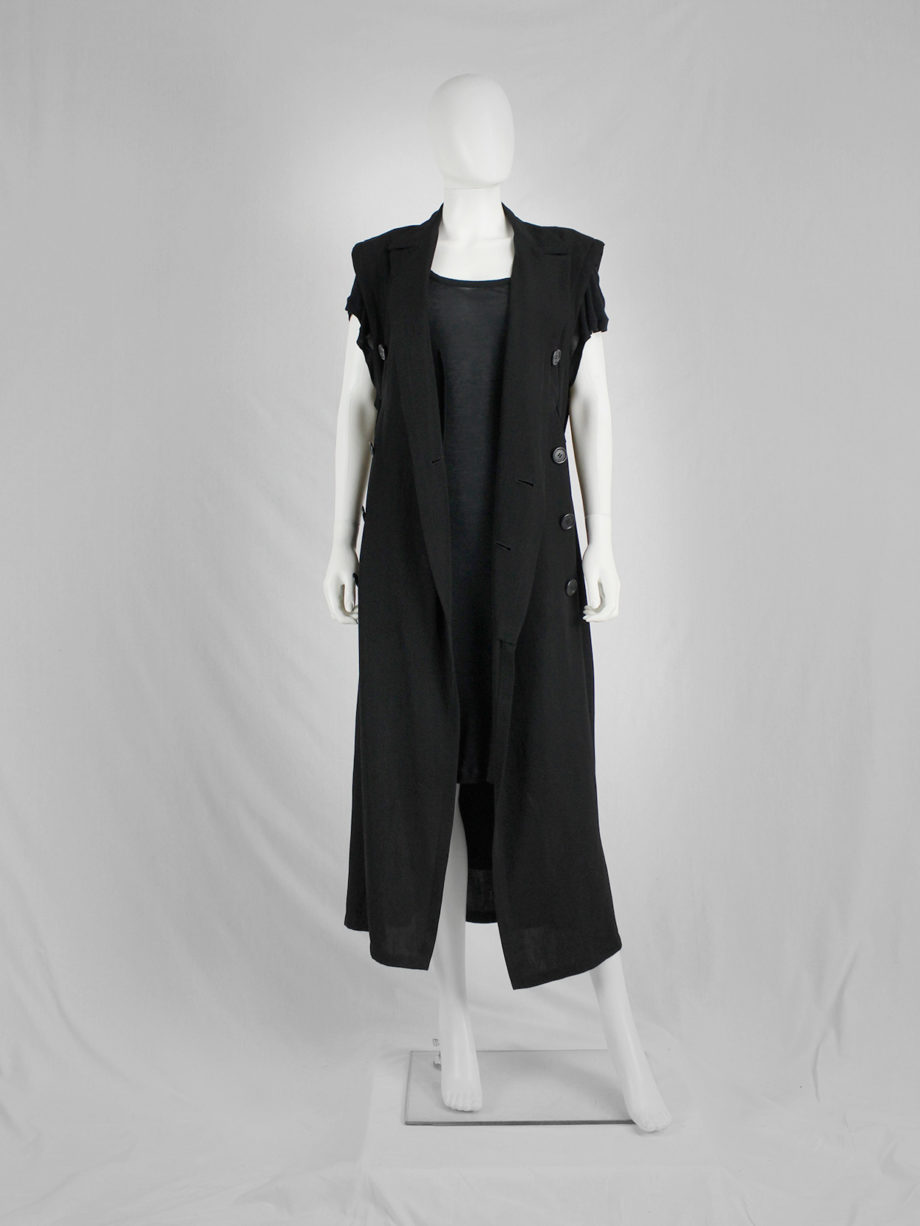 vaniitas Ys Yohji Yamamoto black maxi dress with blazer lapels and double breasted buttons 3356