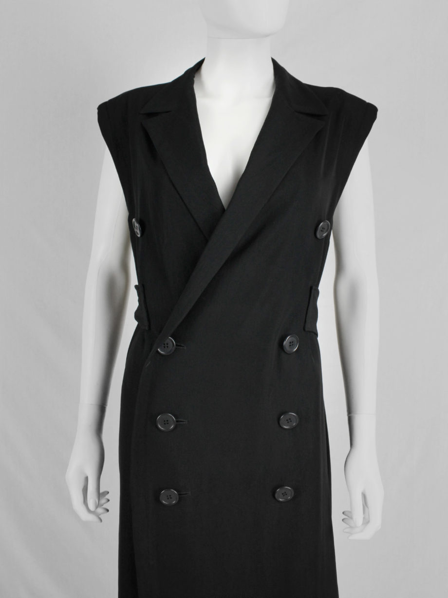 vaniitas Ys Yohji Yamamoto black maxi dress with blazer lapels and double breasted buttons 3384