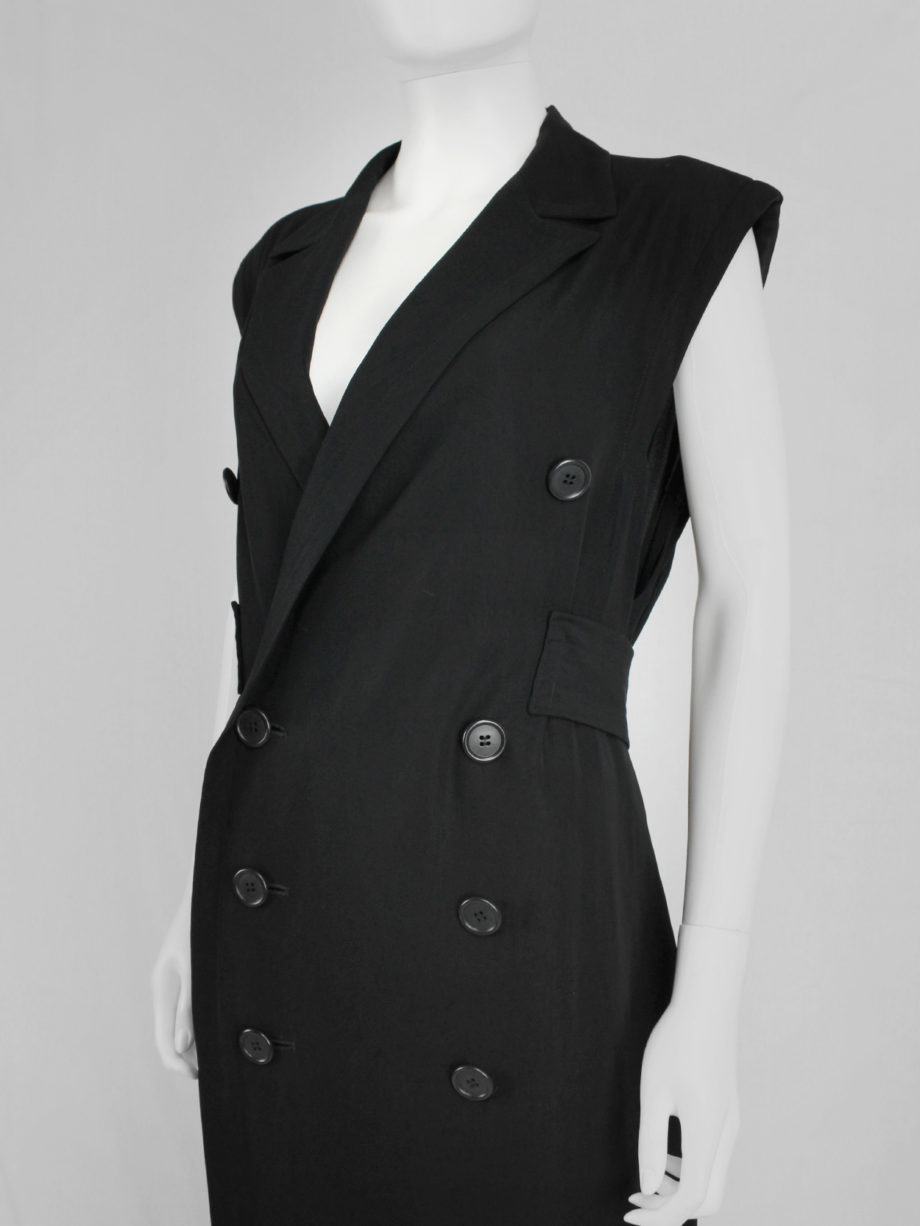 vaniitas Ys Yohji Yamamoto black maxi dress with blazer lapels and double breasted buttons 3395