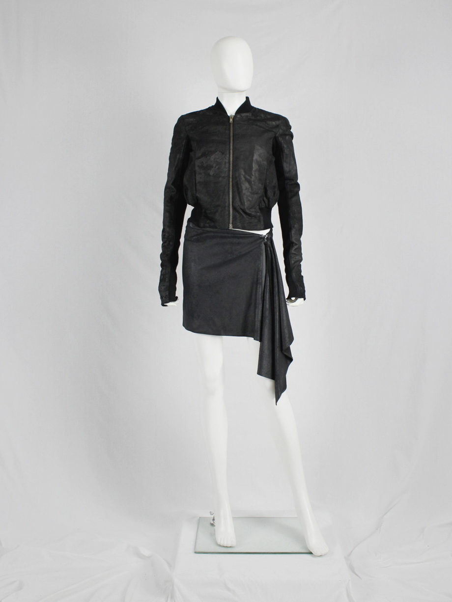 vaniitas vintage A F Vandevorst black shirt skirt with asymmetric drape fall 2010 6661
