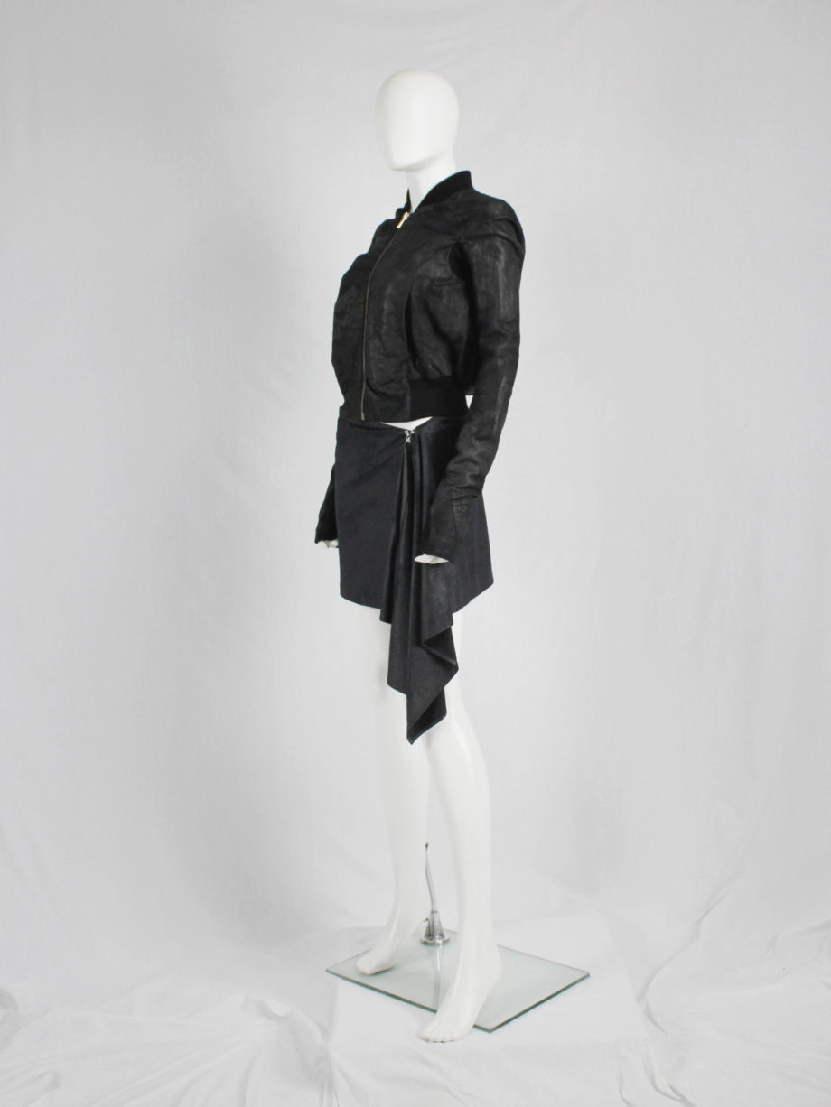 vaniitas vintage A F Vandevorst black shirt skirt with asymmetric drape fall 2010 6672