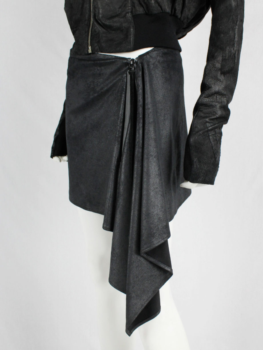 vaniitas vintage A F Vandevorst black shirt skirt with asymmetric drape fall 2010 6677