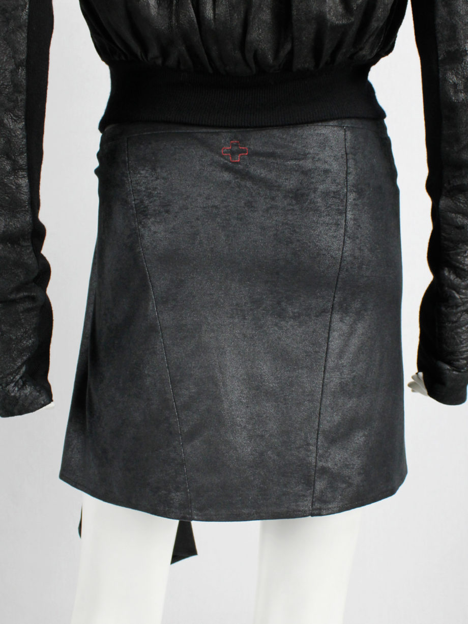 vaniitas vintage A F Vandevorst black shirt skirt with asymmetric drape fall 2010 6690