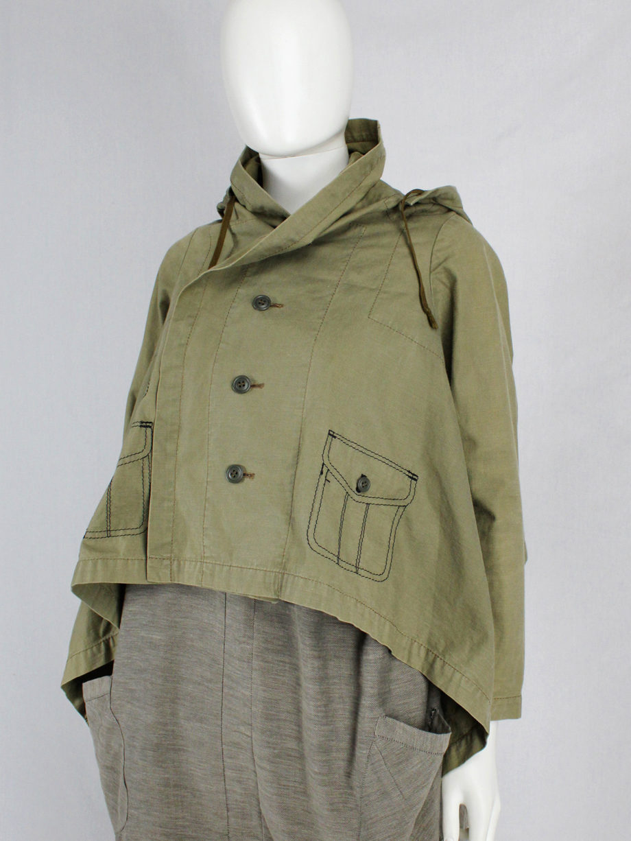 vaniitas vintage Comme des Garcons khaki jacket with trompe l oeil stitching runway fall 2009 7159