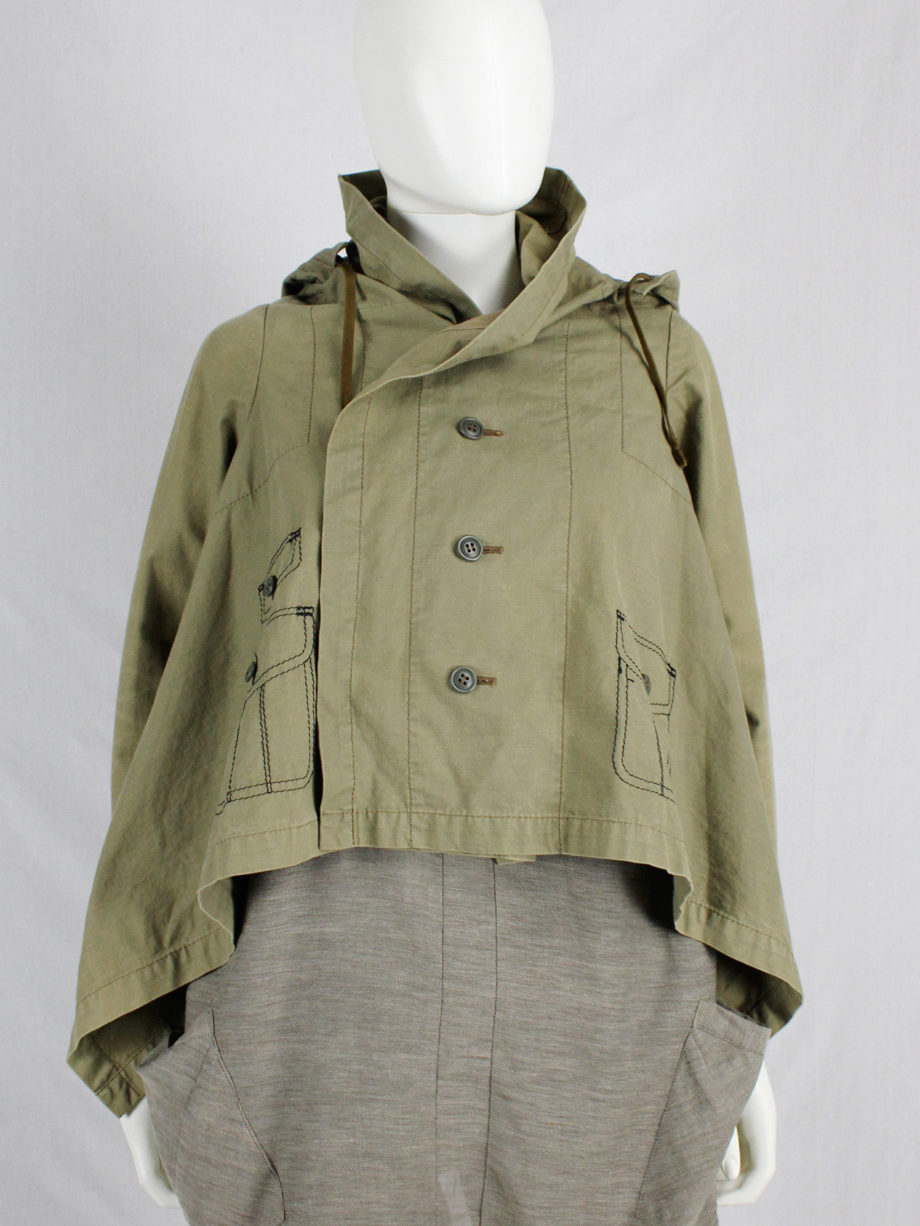 vaniitas vintage Comme des Garcons khaki jacket with trompe l oeil stitching runway fall 2009 7168