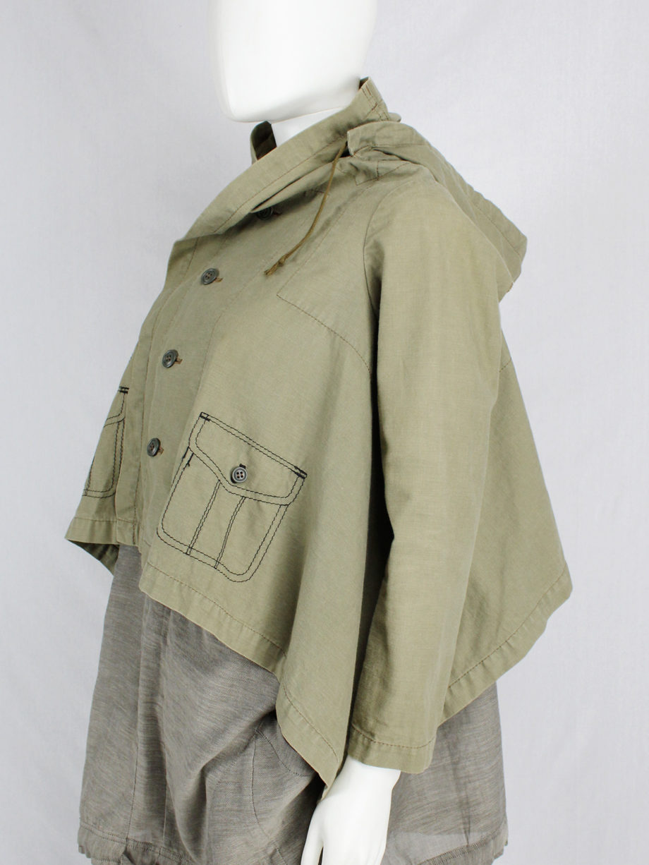 vaniitas vintage Comme des Garcons khaki jacket with trompe l oeil stitching runway fall 2009 7223
