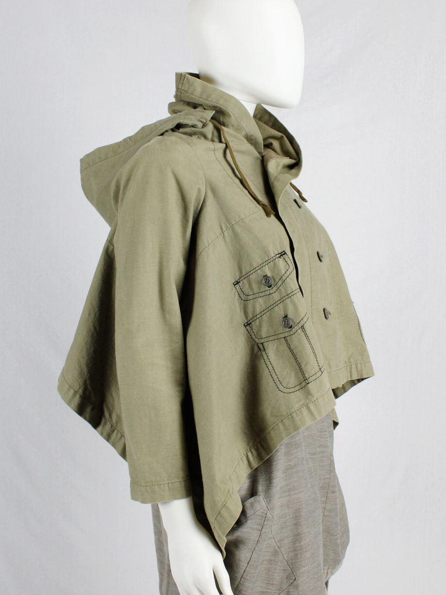 vaniitas vintage Comme des Garcons khaki jacket with trompe l oeil stitching runway fall 2009 7226