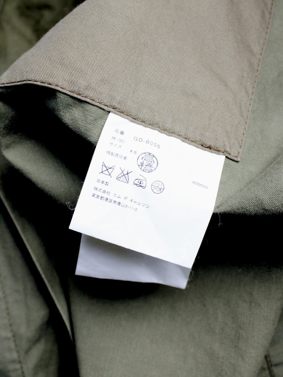 vaniitas vintage Comme des Garcons khaki jacket with trompe l oeil stitching runway fall 2009 7302