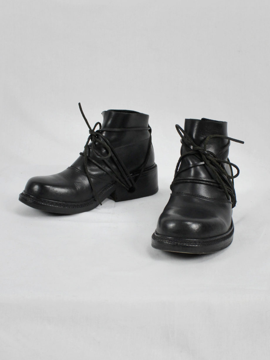 vaniitas vintage Dirk Bikkembergs black boots with laces through the soles fall 1994 7990