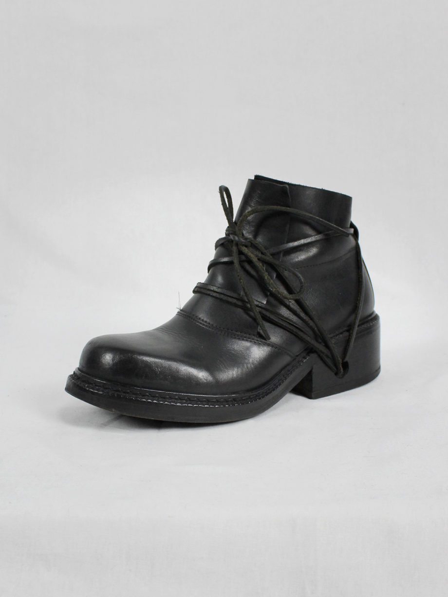 vaniitas vintage Dirk Bikkembergs black boots with laces through the soles fall 1994 7999
