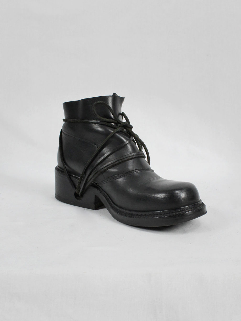 vaniitas vintage Dirk Bikkembergs black boots with laces through the soles fall 1994 8010