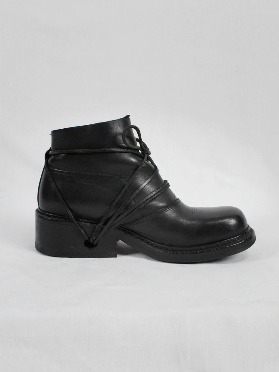 vaniitas vintage Dirk Bikkembergs black boots with laces through the soles fall 1994 8016