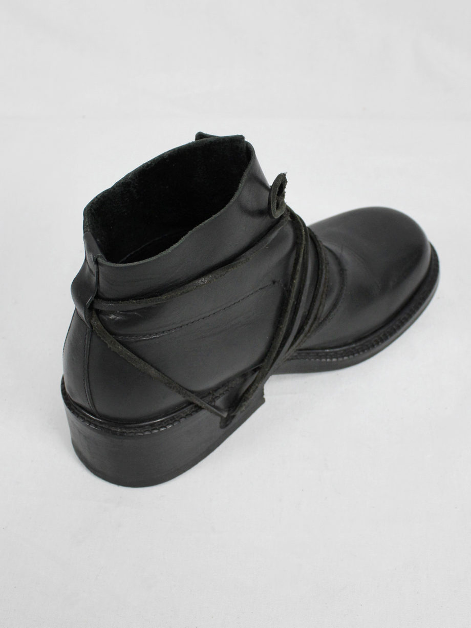 vaniitas vintage Dirk Bikkembergs black boots with laces through the soles fall 1994 8052
