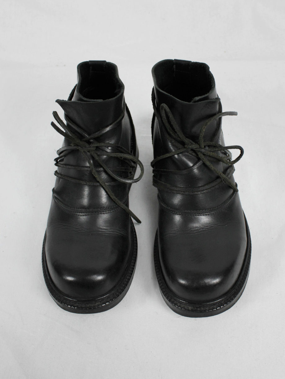 vaniitas vintage Dirk Bikkembergs black boots with laces through the soles fall 1994 8056