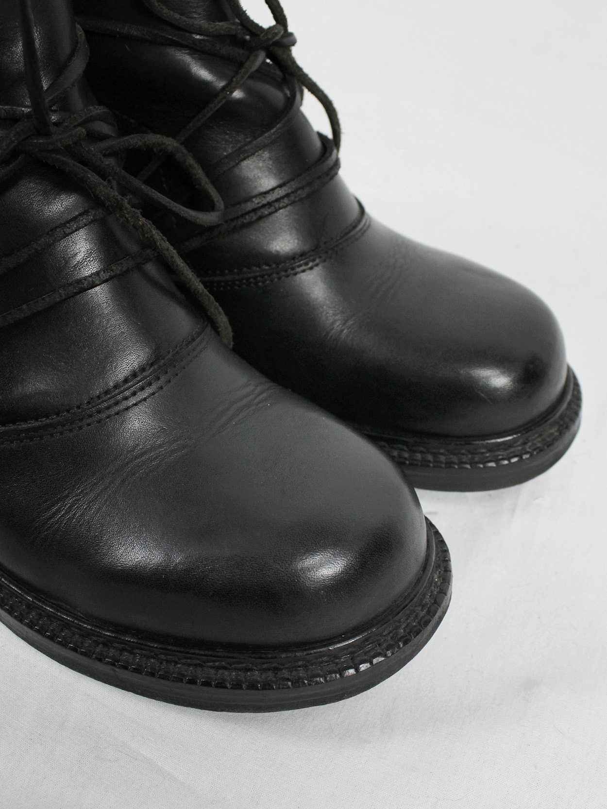 vaniitas vintage Dirk Bikkembergs black boots with laces through the soles fall 1994 8069