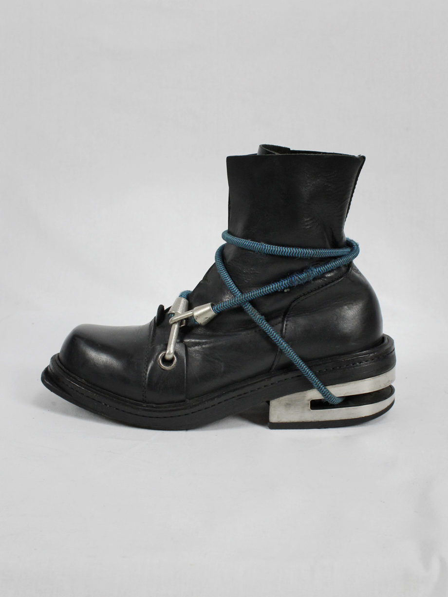 vaniitas vintage Dirk Bikkembergs black mountaineering boots with blue elastic fall 1996 7753