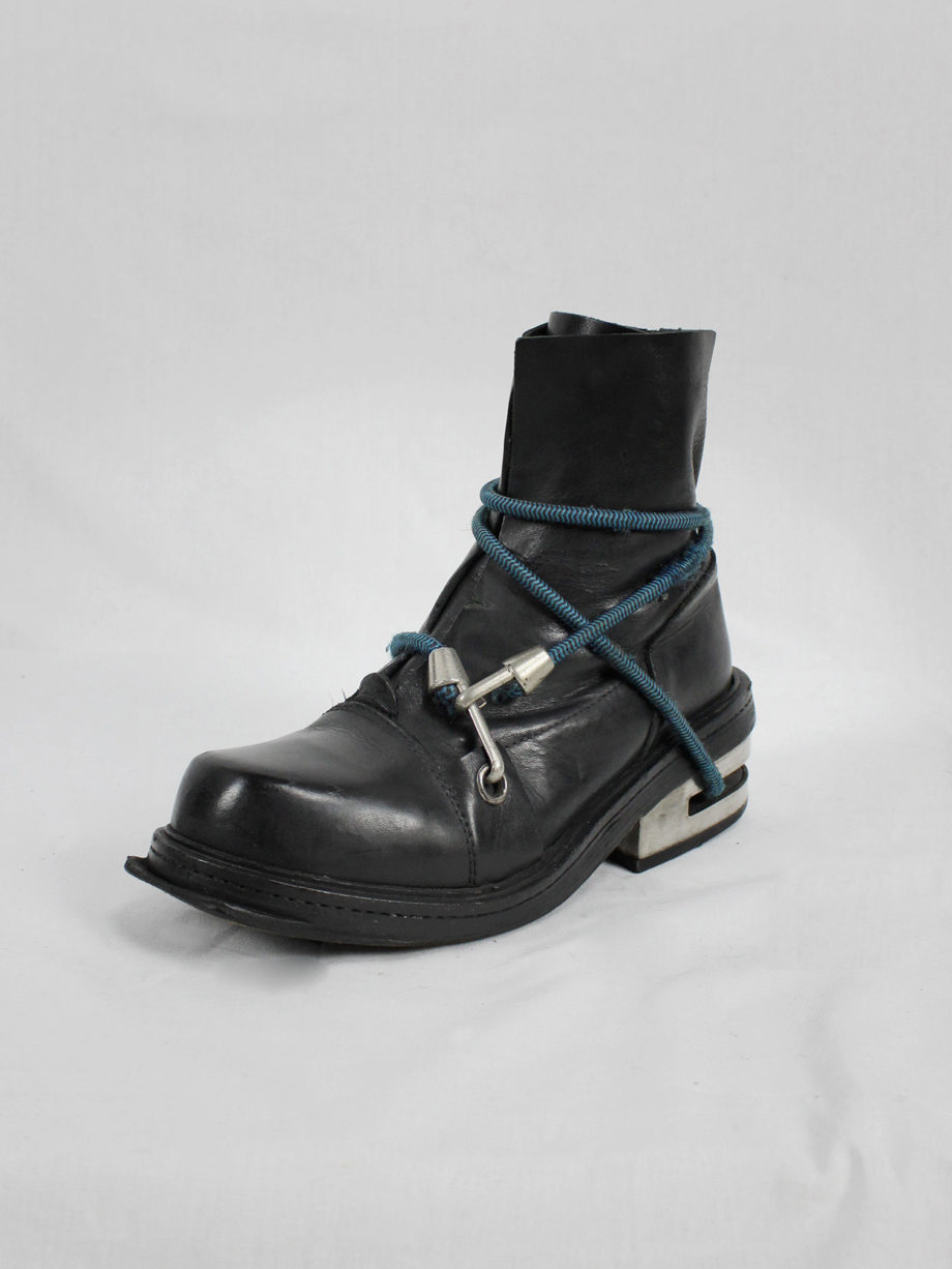 vaniitas vintage Dirk Bikkembergs black mountaineering boots with blue elastic fall 1996 7759