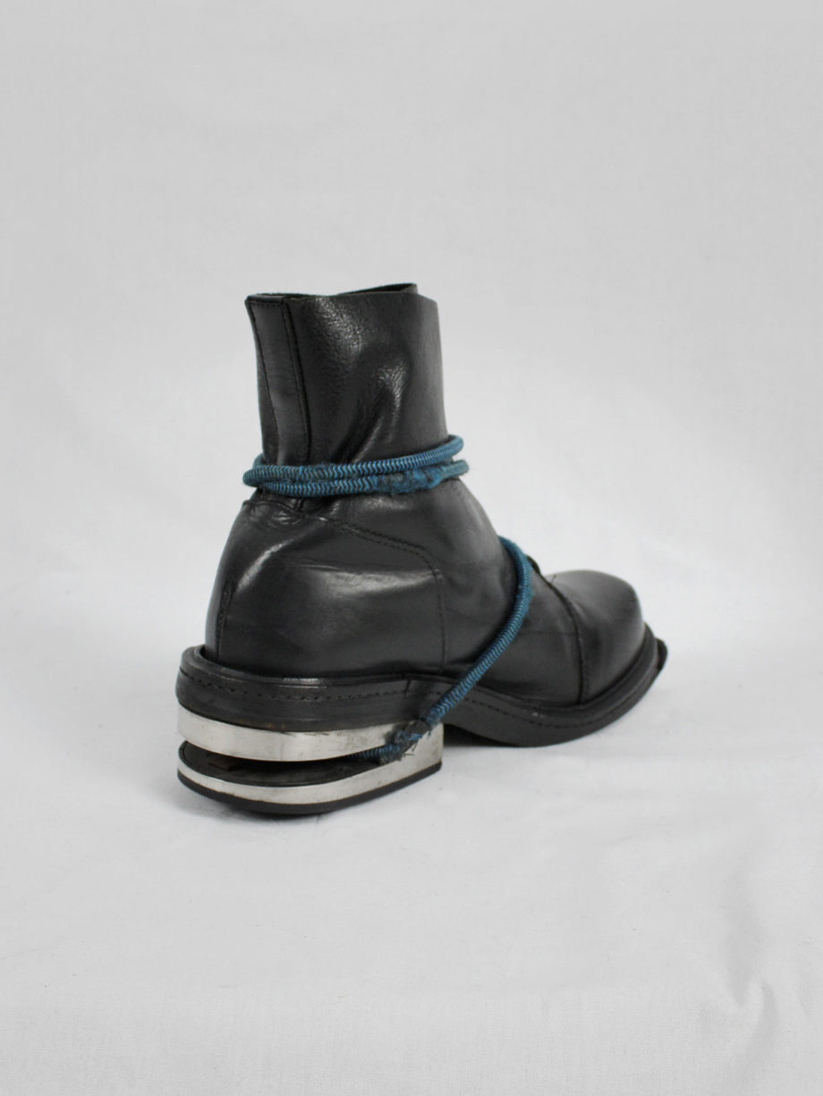 vaniitas vintage Dirk Bikkembergs black mountaineering boots with blue elastic fall 1996 7783