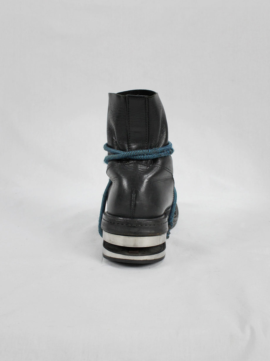 vaniitas vintage Dirk Bikkembergs black mountaineering boots with blue elastic fall 1996 7785