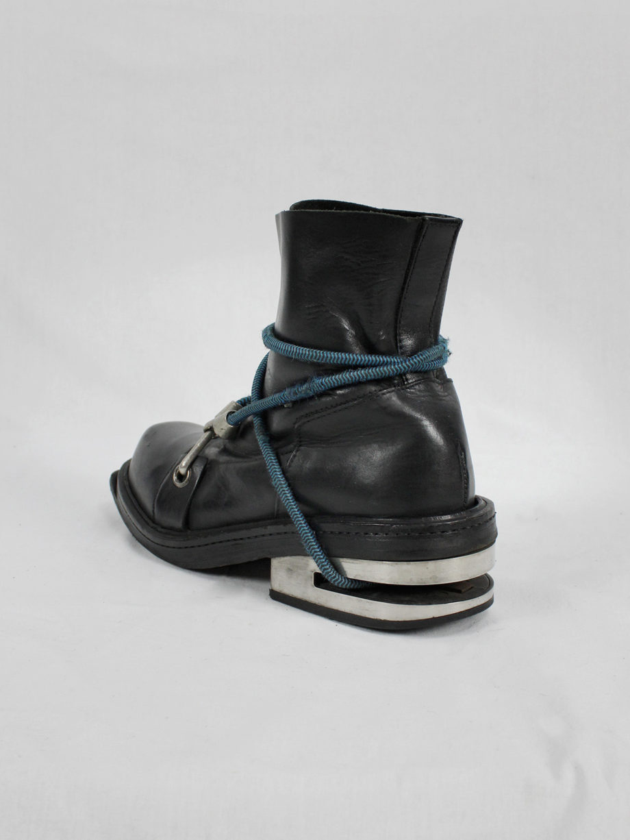 vaniitas vintage Dirk Bikkembergs black mountaineering boots with blue elastic fall 1996 7791