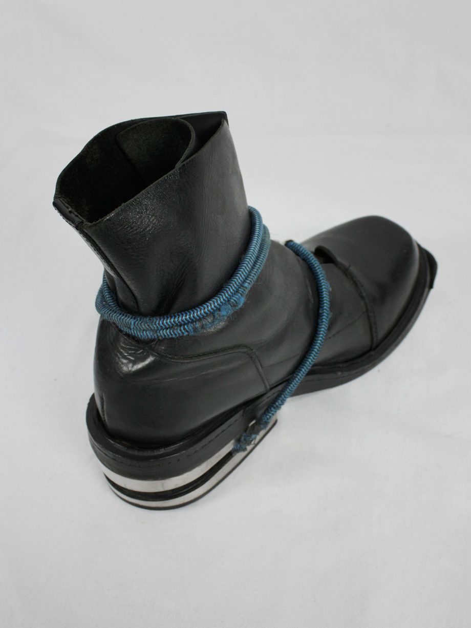 vaniitas vintage Dirk Bikkembergs black mountaineering boots with blue elastic fall 1996 7802