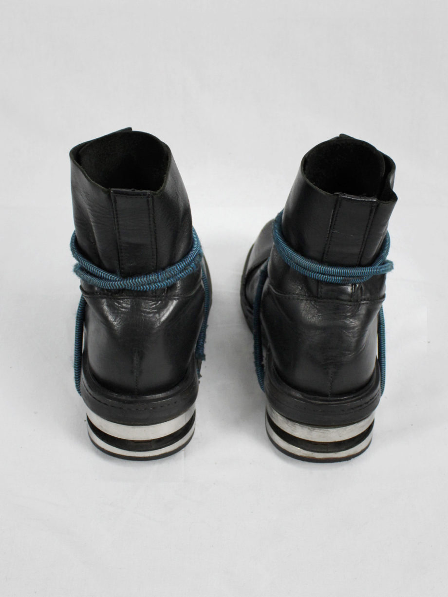 vaniitas vintage Dirk Bikkembergs black mountaineering boots with blue elastic fall 1996 7834