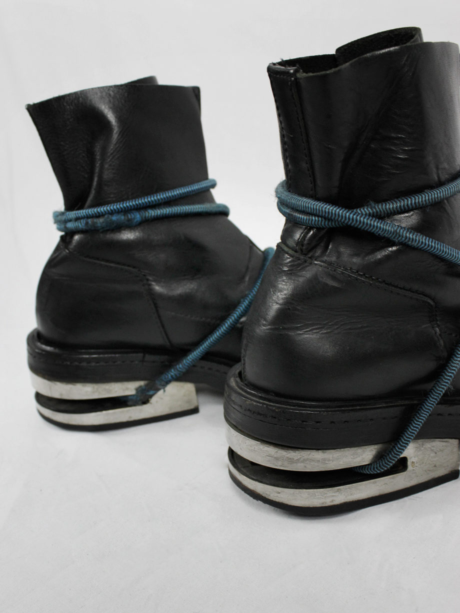 vaniitas vintage Dirk Bikkembergs black mountaineering boots with blue elastic fall 1996 7842