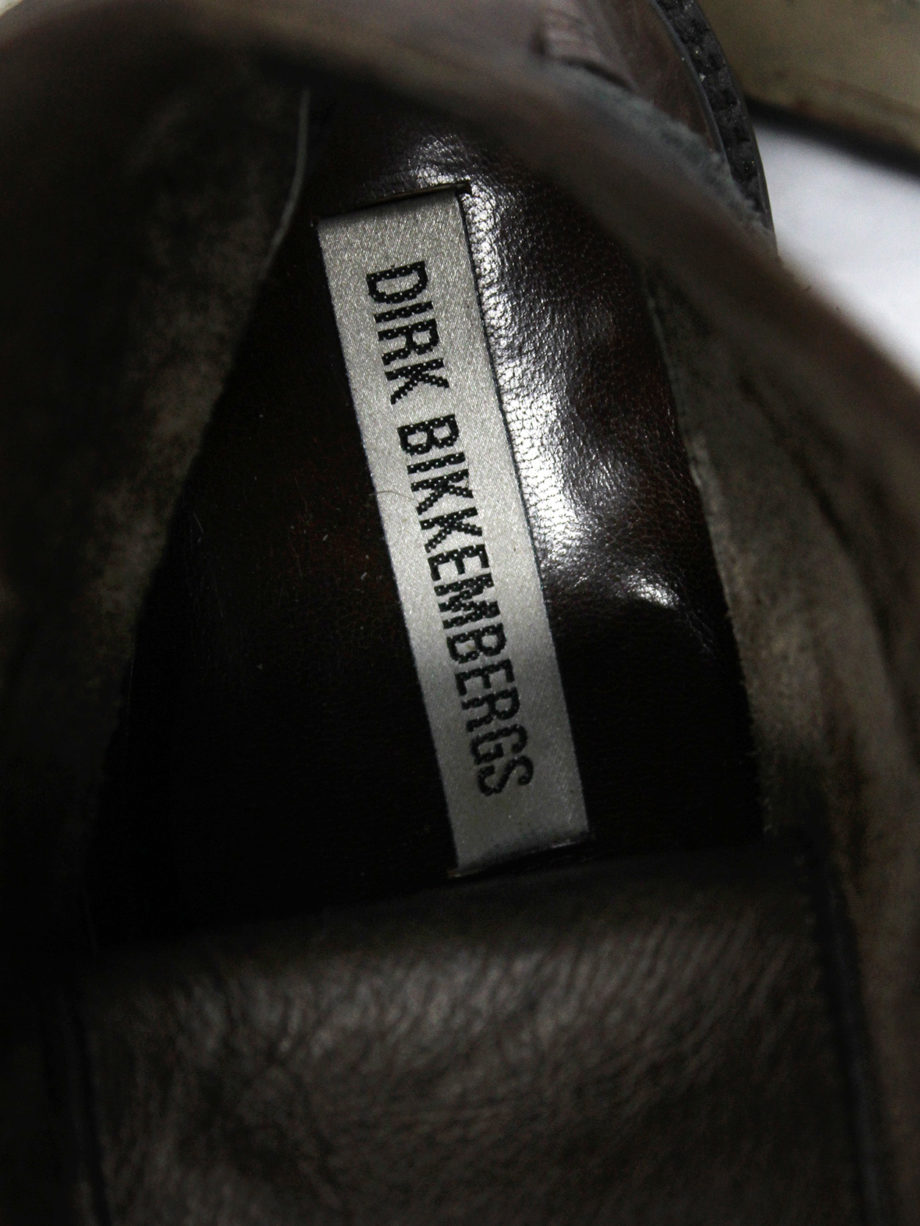 vaniitas vintage Dirk Bikkembergs brown tall boots with laces through the metal heel mid 1990S 90s 7746