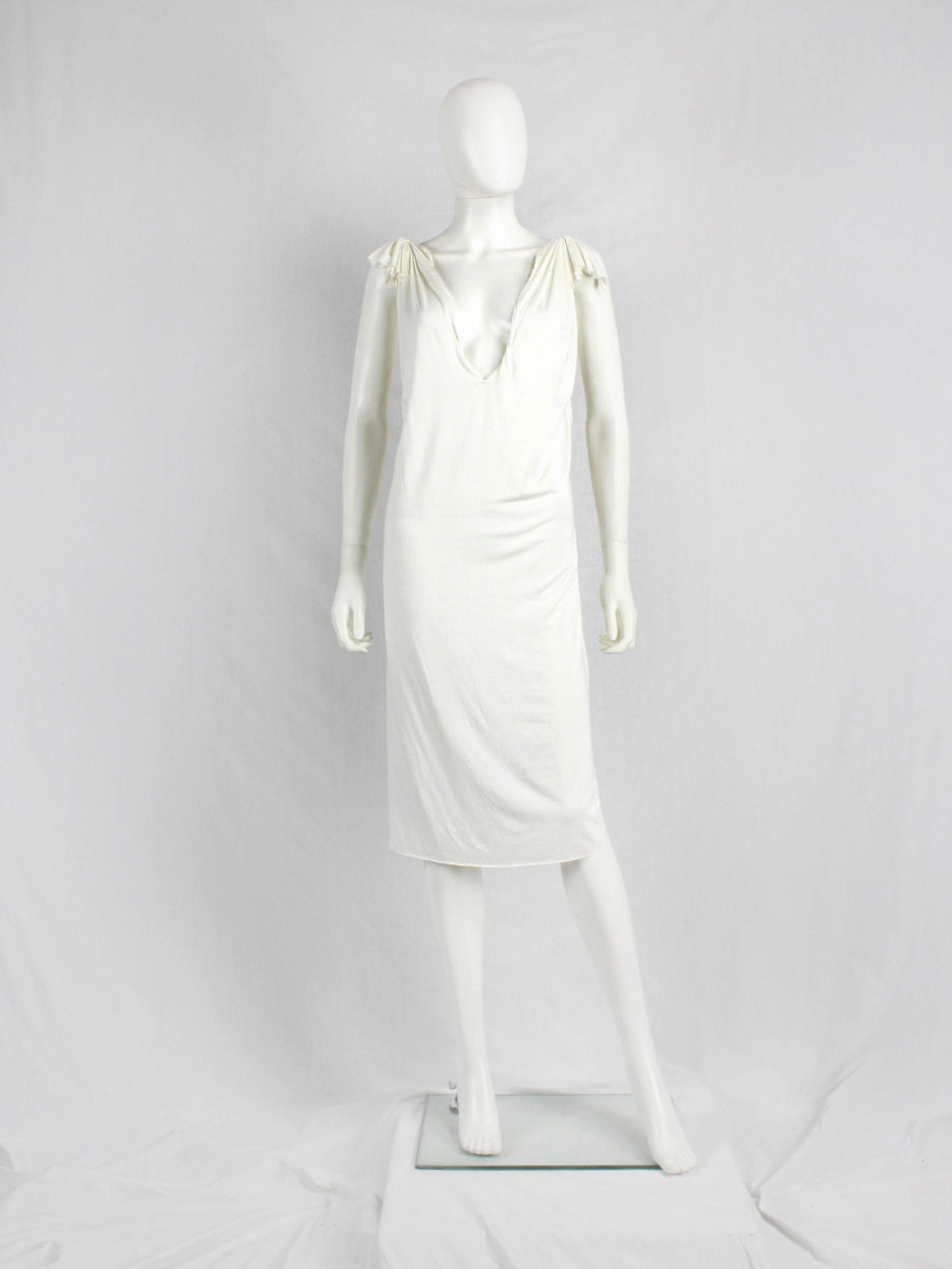 vaniitas vintage Maison Martin Margiela white floating dress with invisible straps spring 2005 6490