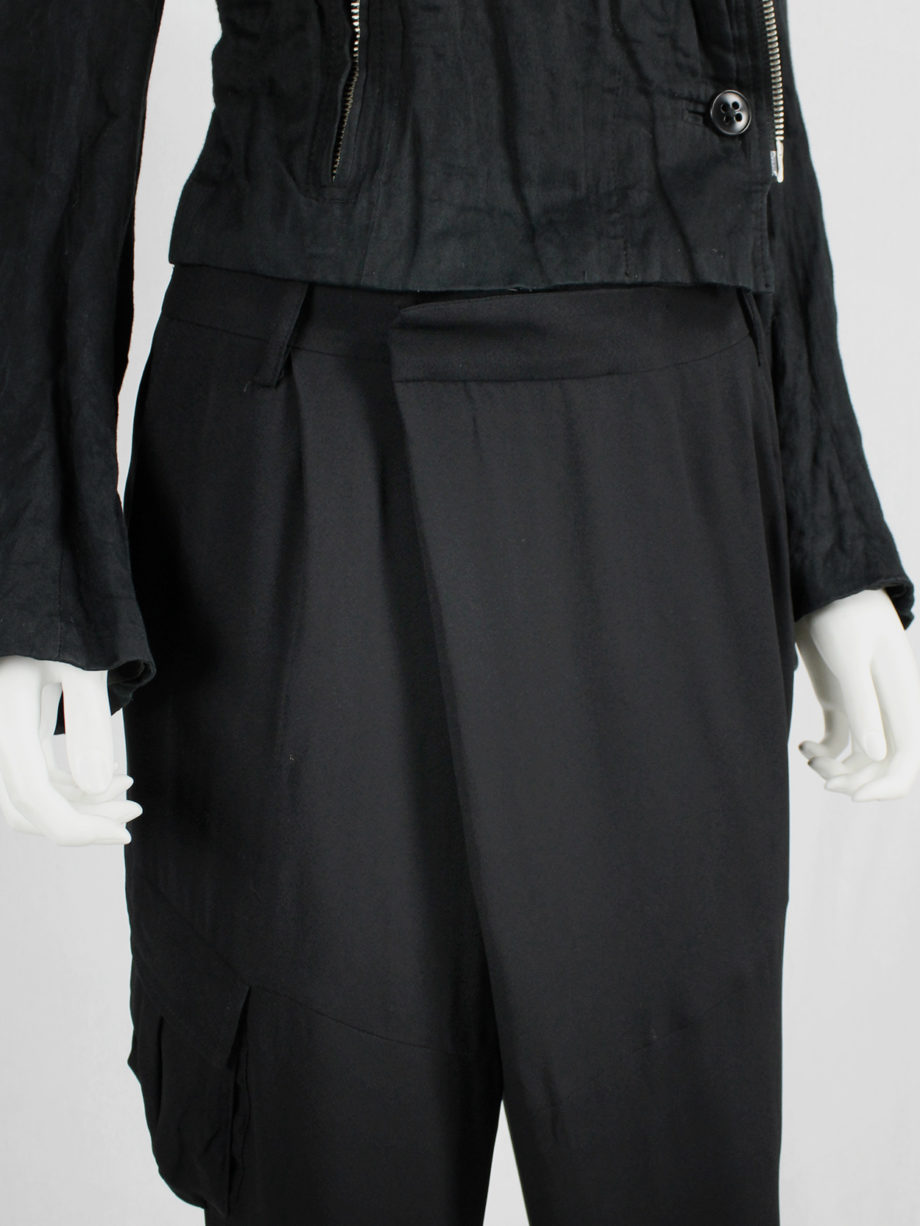 vaniitas vintage A.F. Vandevorst black harem trousers with overlap front and longer lining 9293