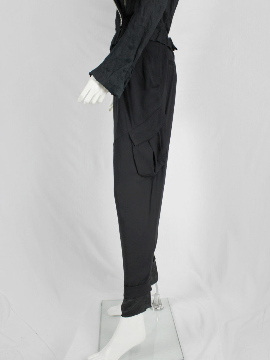 vaniitas vintage A.F. Vandevorst black harem trousers with overlap front and longer lining 9379