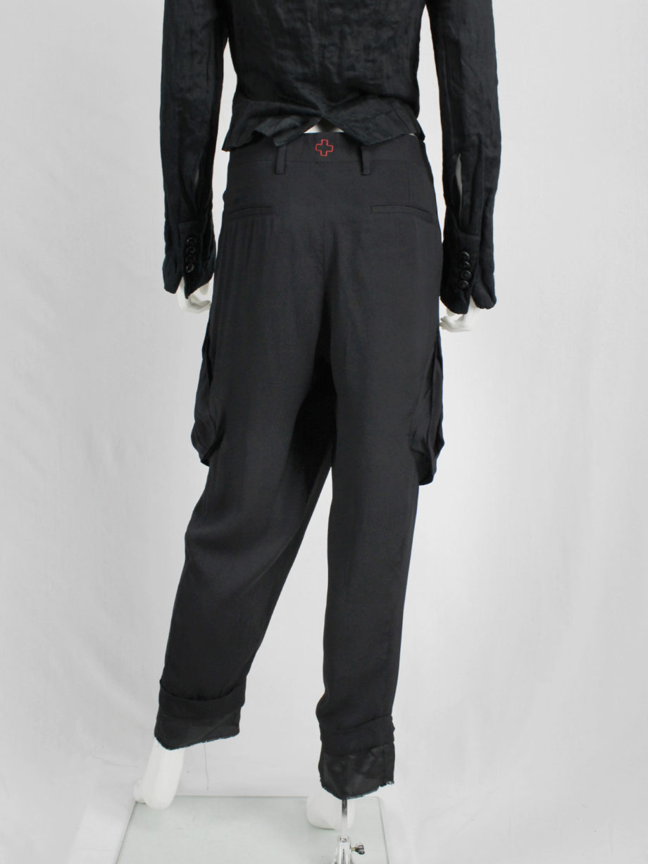 vaniitas vintage A.F. Vandevorst black harem trousers with overlap front and longer lining 9397