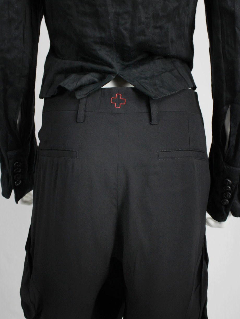 vaniitas vintage A.F. Vandevorst black harem trousers with overlap front and longer lining 9415