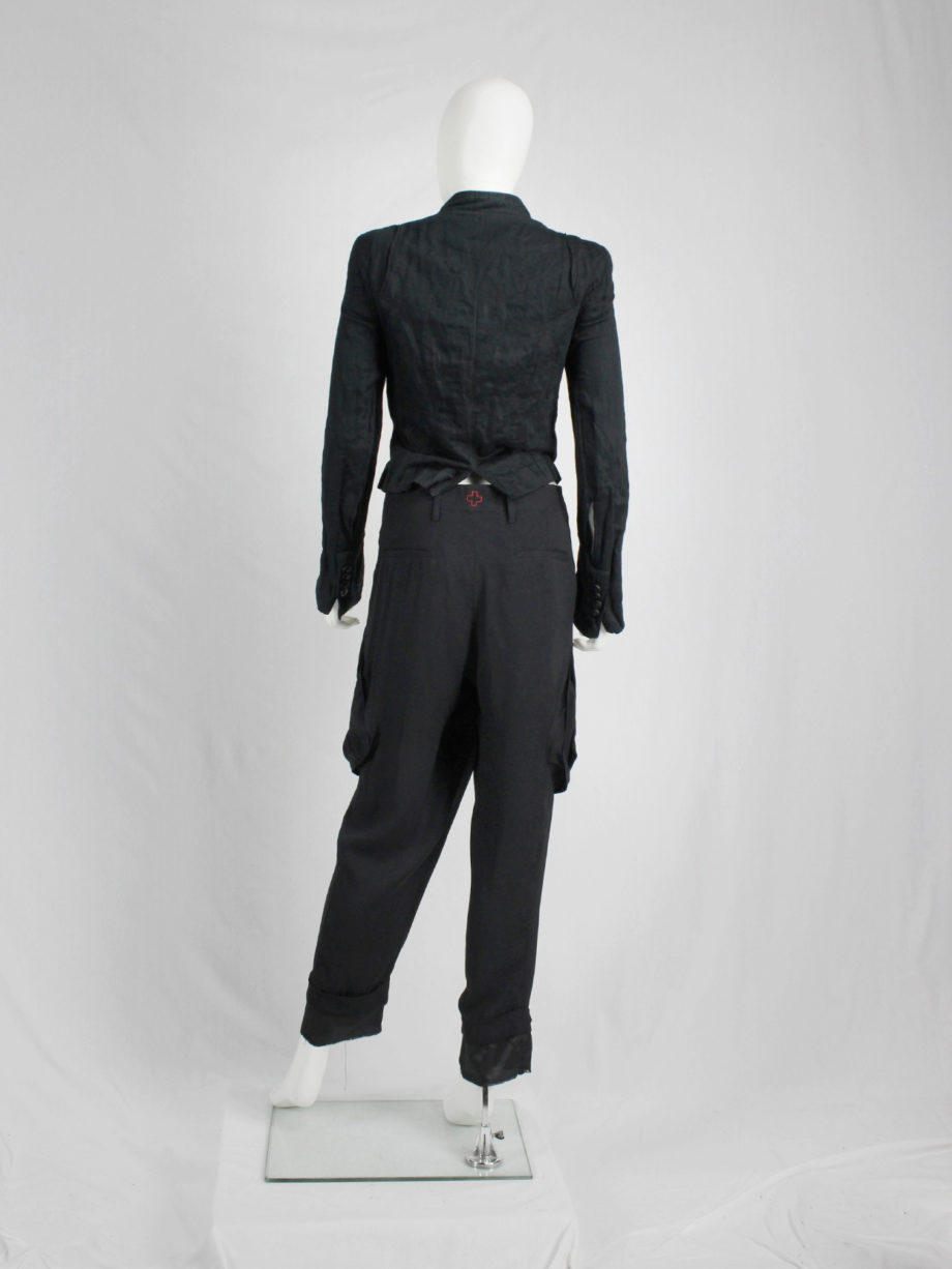 vaniitas vintage A.F. Vandevorst black harem trousers with overlap front and longer lining 9452