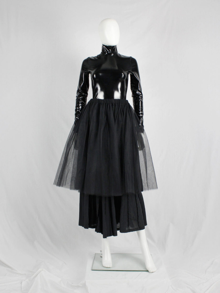 vaniitas vintage A.F. Vandevorst black latex bodysuit with turtleneck and long sleeves fall 2017 couture 0830