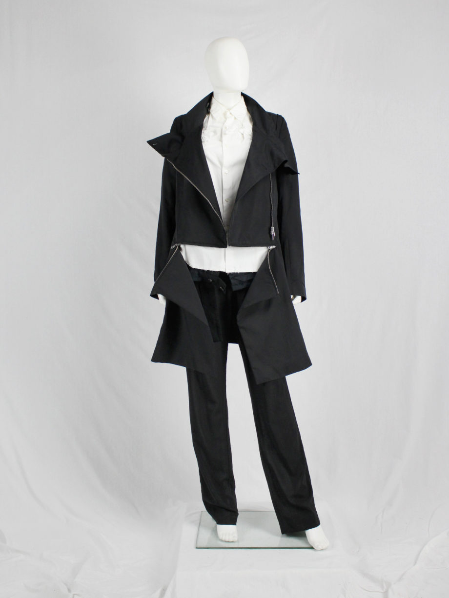 vaniitas vintage Ann Demeulemeester black raincoat with zip-off panels fall 2011 8134