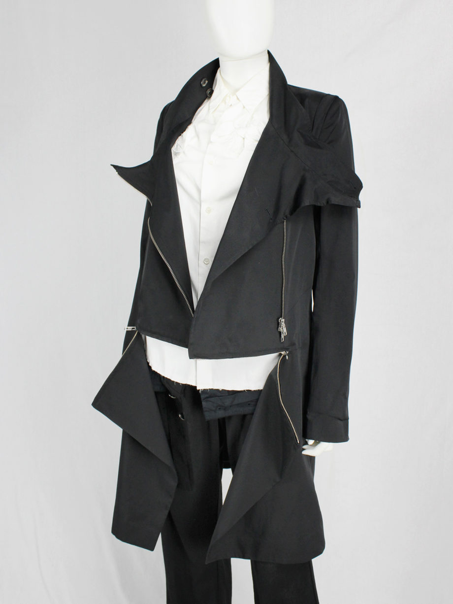 vaniitas vintage Ann Demeulemeester black raincoat with zip-off panels fall 2011 8180