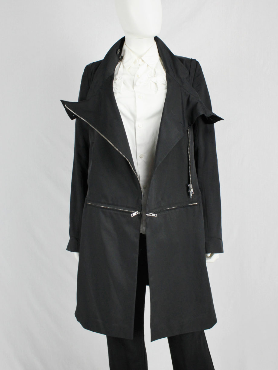 vaniitas vintage Ann Demeulemeester black raincoat with zip-off panels fall 2011 8193
