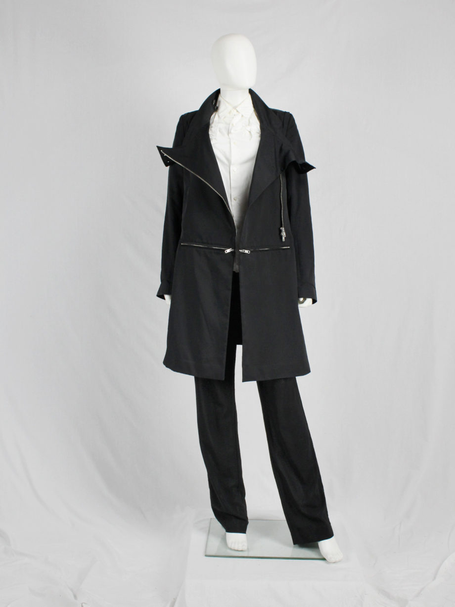 vaniitas vintage Ann Demeulemeester black raincoat with zip-off panels fall 2011 8202