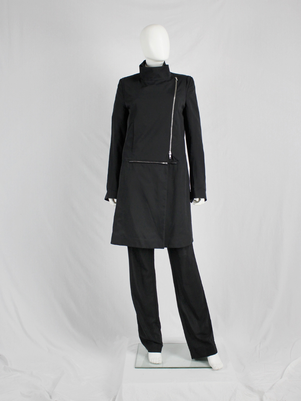 Ann Demeulemeester black raincoat with zip-off panels — fall 2011 - V A ...