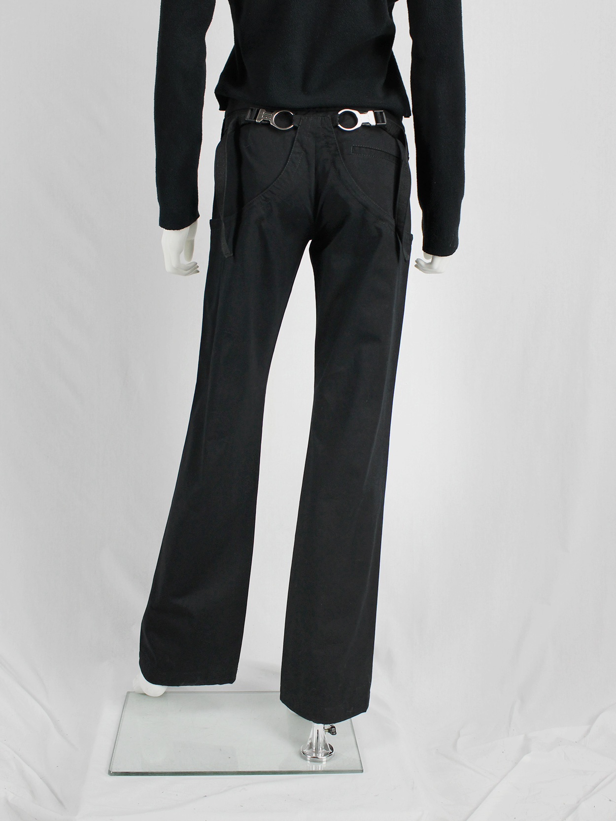 vaniitas vintage Dirk Bikkembergs black trousers with mountaineering belts spring 2005 1094