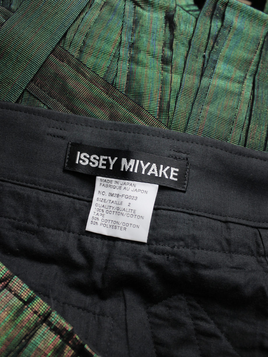 vaniitas vintage Issey Miyake holographic green skirt made of fabric strips fall 2002 0821